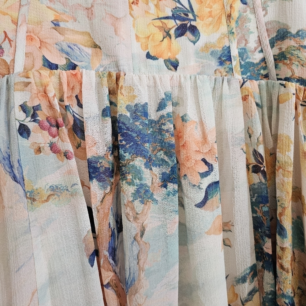 Anthropologie Skirt Medium Floral Asymmetrical Lace - Picture 10 of 14